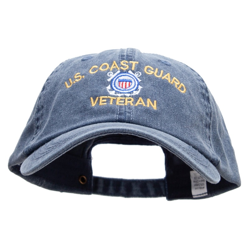 US Coast Guard Veteran Embroidered Big Size Washed Pigment Dyed Cap Navy XL-3XL