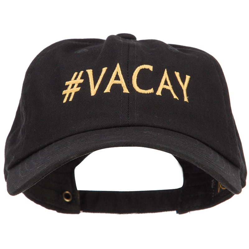 #Vacay Embroidered Unstructured Washed Cap Black One Size
