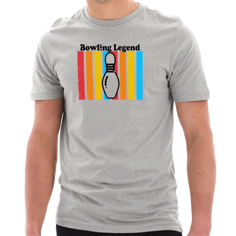 Bowling Legend Graphic Design Short Sleeve Cotton Jersey T-Shirt Heather Grey XS