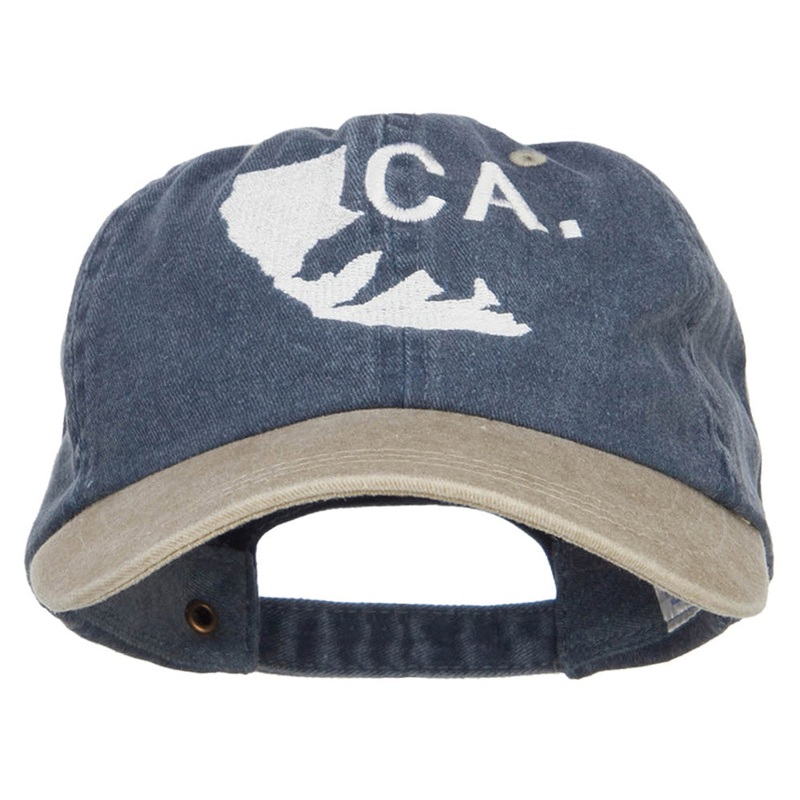 California Bear Embroidered Two Tone Washed Cap Navy Khaki One Size