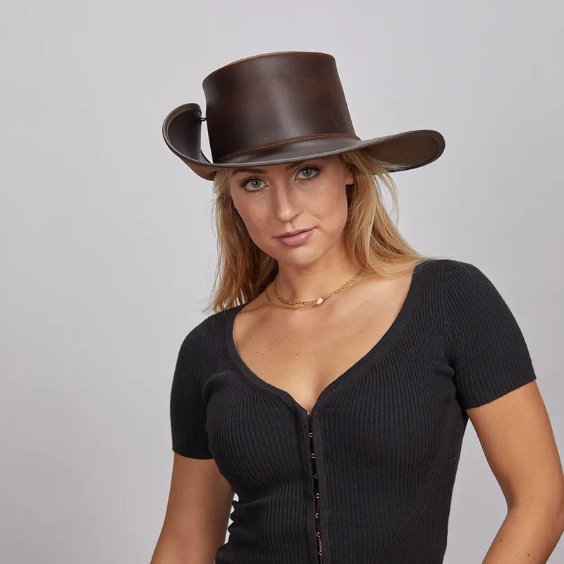 Cavalier | Womens Leather Swashbuckler Pirate Hat Brown MD