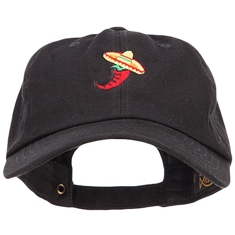 Chili with Sombrero Embroidered Unstructured Cap Black One Size