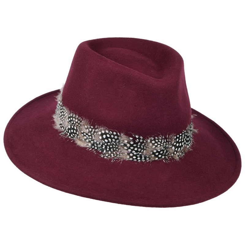 Failsworth Hats Country Feather Fedora Hat – Merlot Adjustable