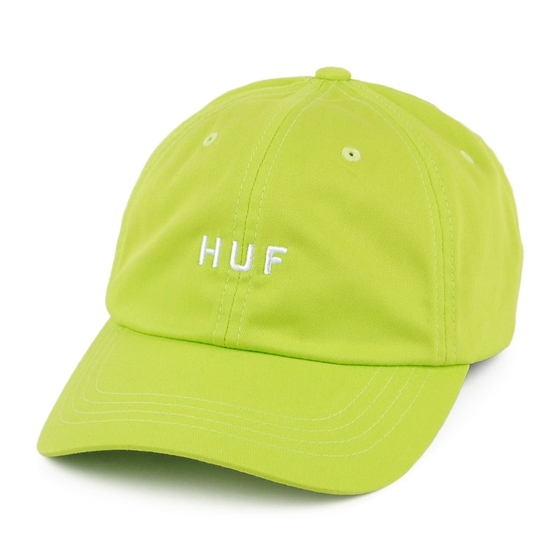 HUF Original Logo Curved Brim Cotton Baseball Cap – Lime Adjustable