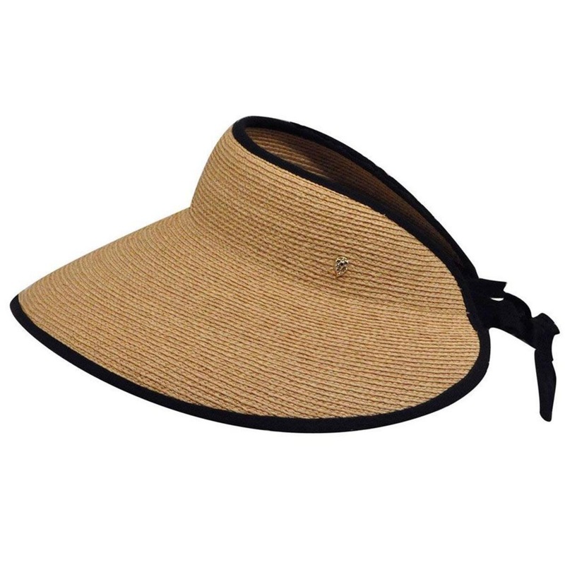 Mai Raffia Straw Braid Visor NATURAL/MIDNIGHT ONE SIZE FITS MOST