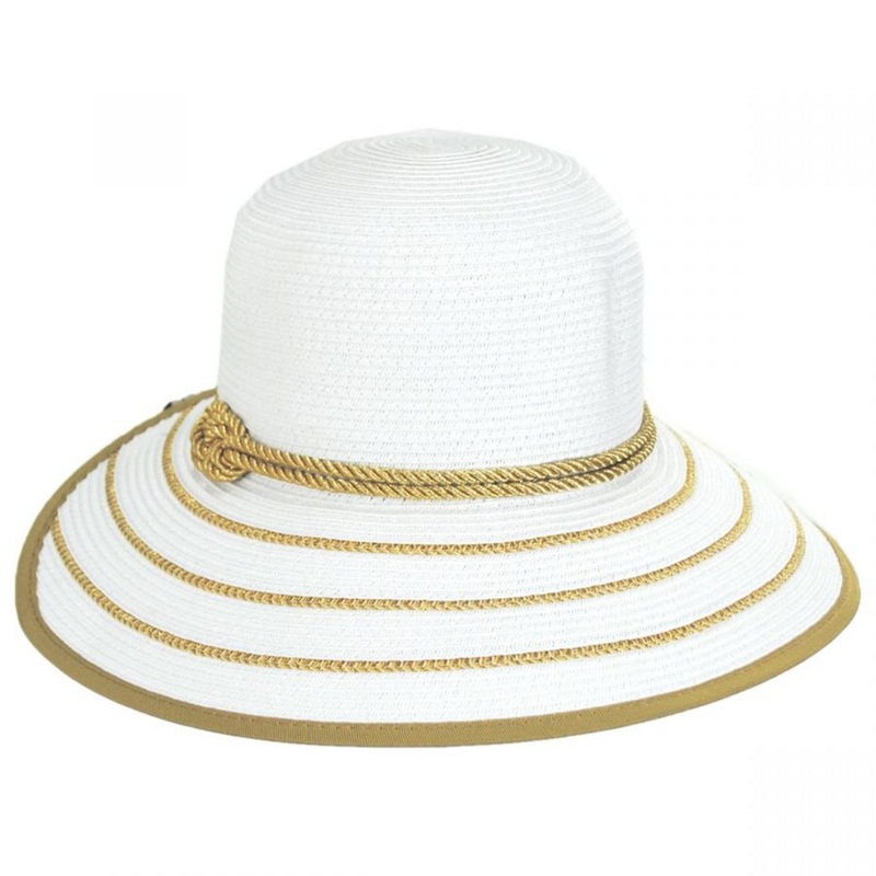 Metallic Sailor Knot Toyo Straw Facesaver Hat GOLD ONE SIZE FITS MOST