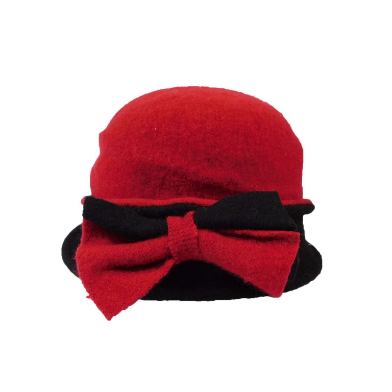 Red and Black Hat with Bow