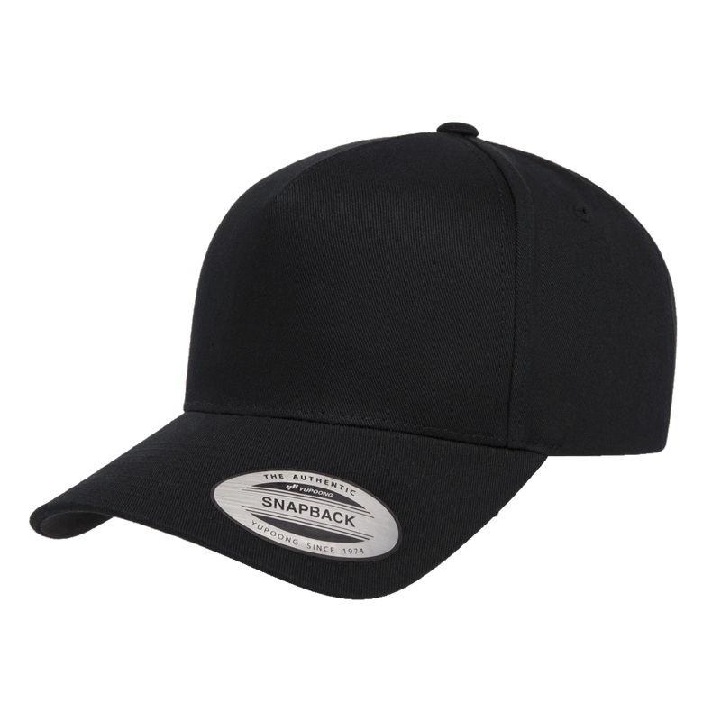 YP Classics 5079 Retro Cotton Blend 5-Panel Snapback Cap Black