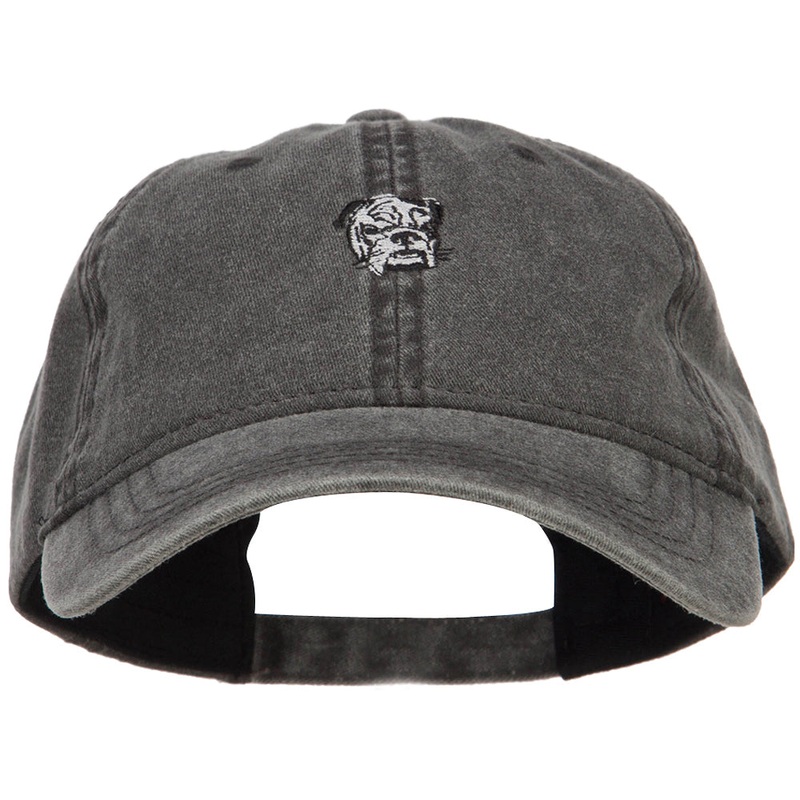 Bulldog Head Embroidered Washed Cap Black One Size