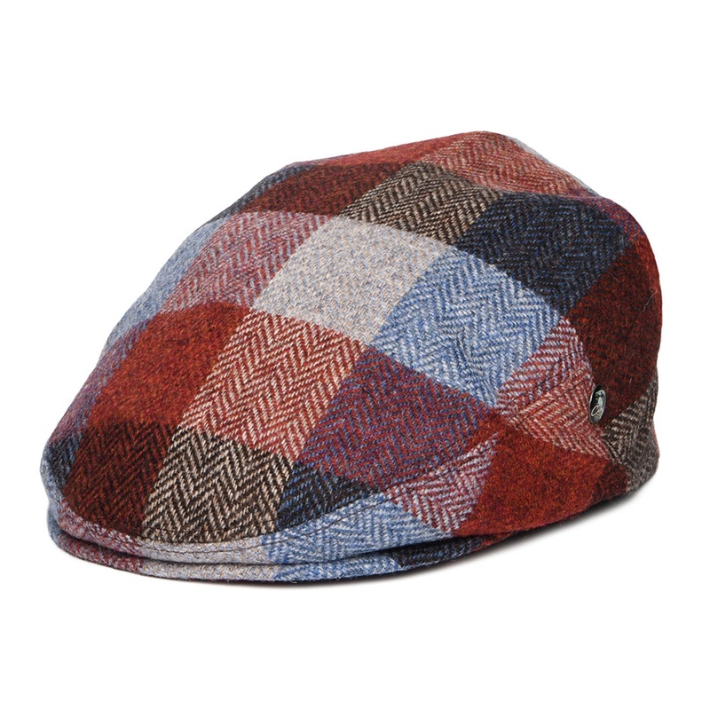 City Sport Donegal Tweed Herringbone Patch Flat Cap – Blue-Wine S