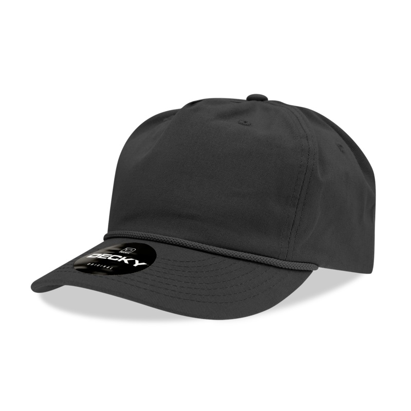 Decky 252 – Classic 5-Panel Golf Cap with Rope – CASE Pricing Black