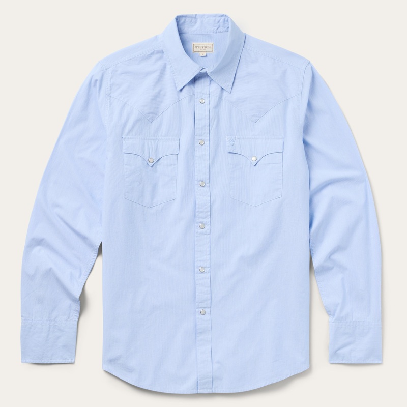 Fine Line Stripe Western Shirt Blue S
