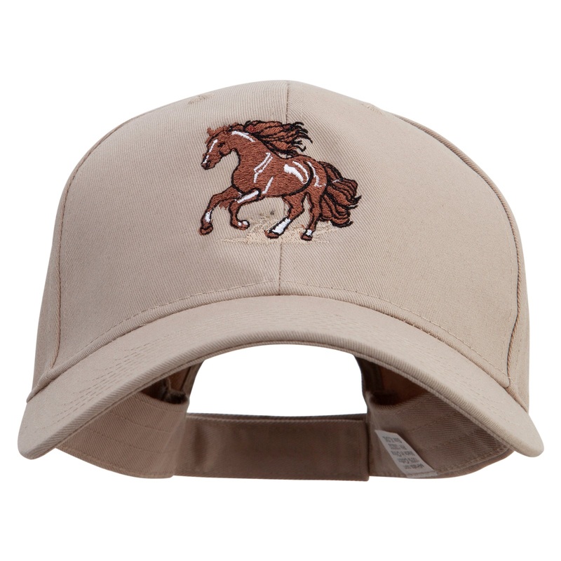 Horse Embroidered New Big Size High Profile Twill Cap Khaki XL-3XL