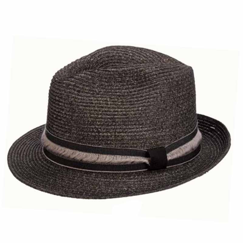 Jericho Fedora Hat with Faux Feather Band – Brooklyn Hat Co Black Medium (22 3/8″)