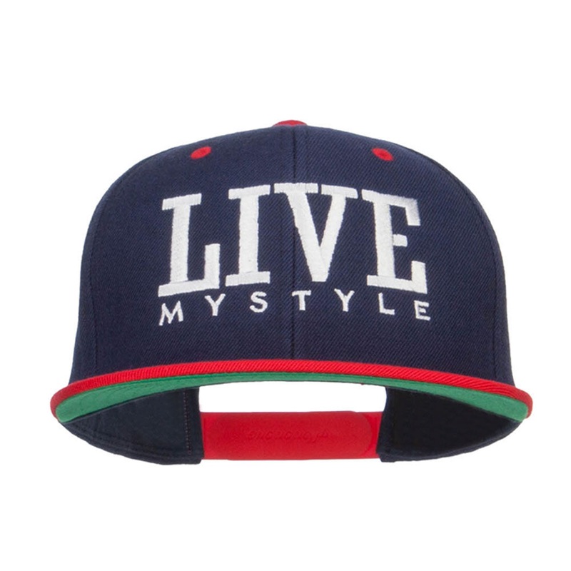 Live Mystyle Embroidered Two Tone Snapback Navy Red One Size