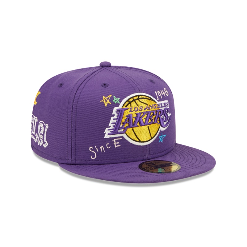 Los Angeles Lakers Scribble Collection 59FIFTY Fitted Hat 7