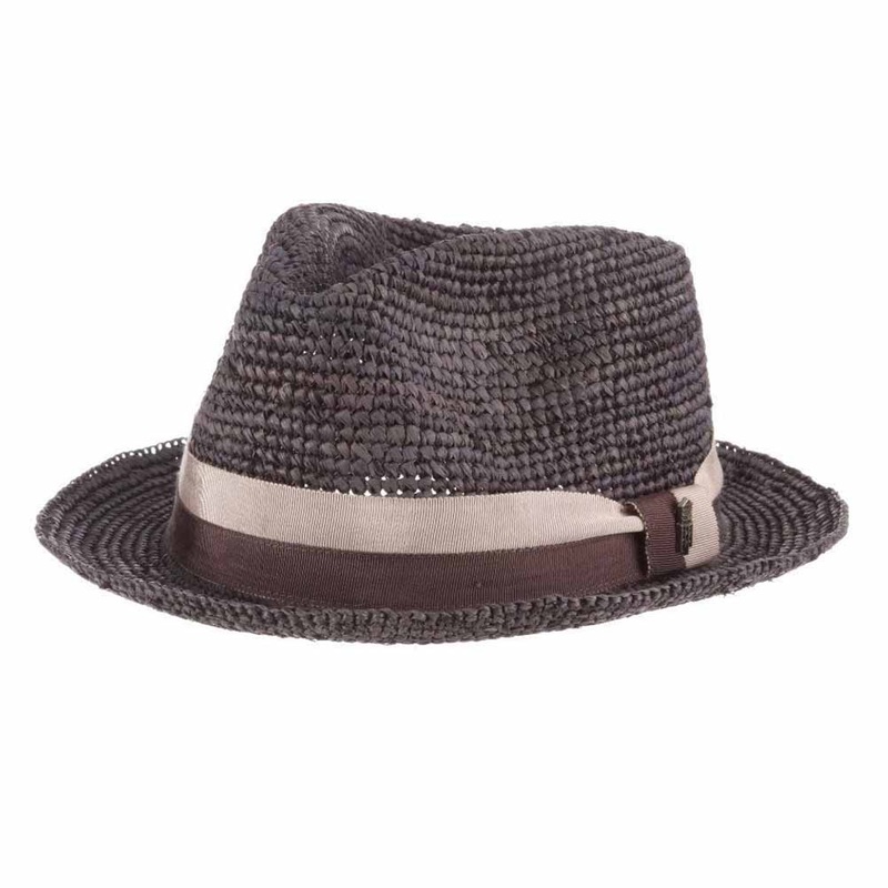 Matteo Crochet Raffia Fedora Hat – Brooklyn Hat Co Blue Medium (22 3/8″)