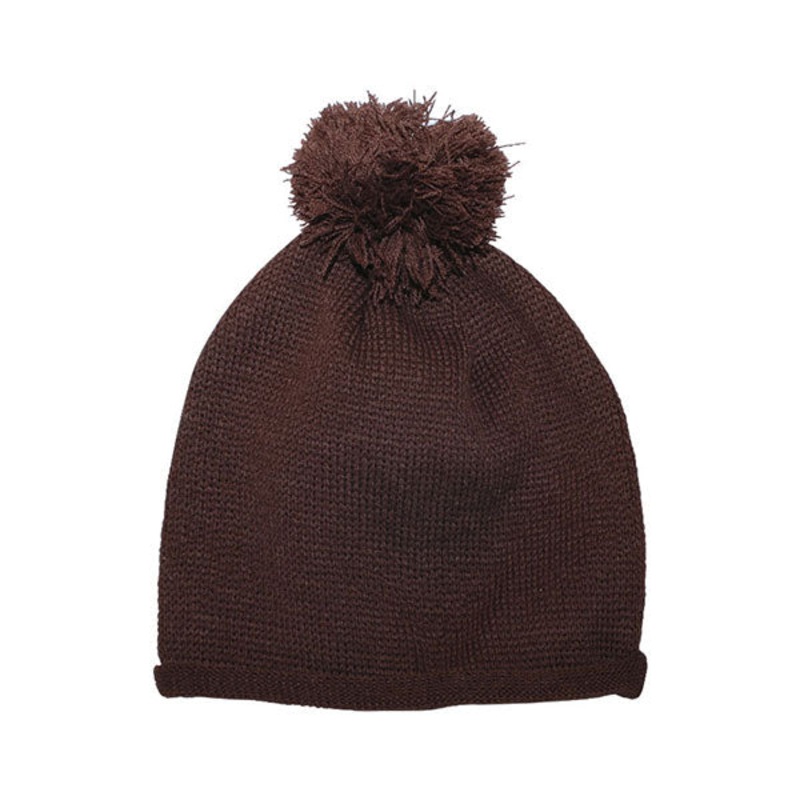 Mega Cap 5061 Beanie W/Pom Pom Brown