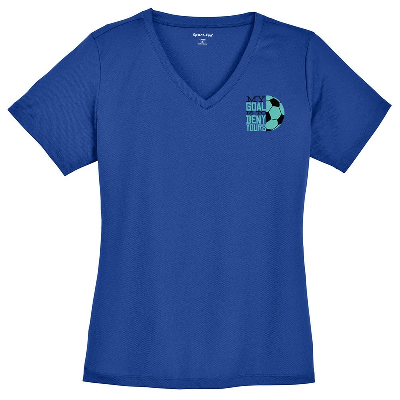 My Goal Graphic Design Ladies Big Size Mesh V-Neck T-Shirt True Royal XS