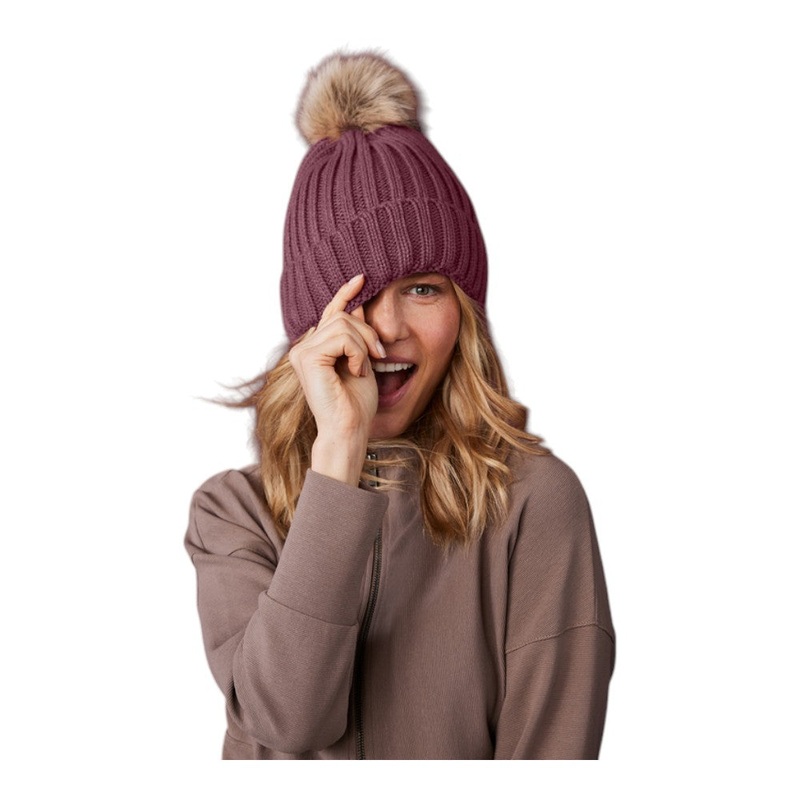 Port Authority C990 Faux Fur Pom Beanie Deep Black