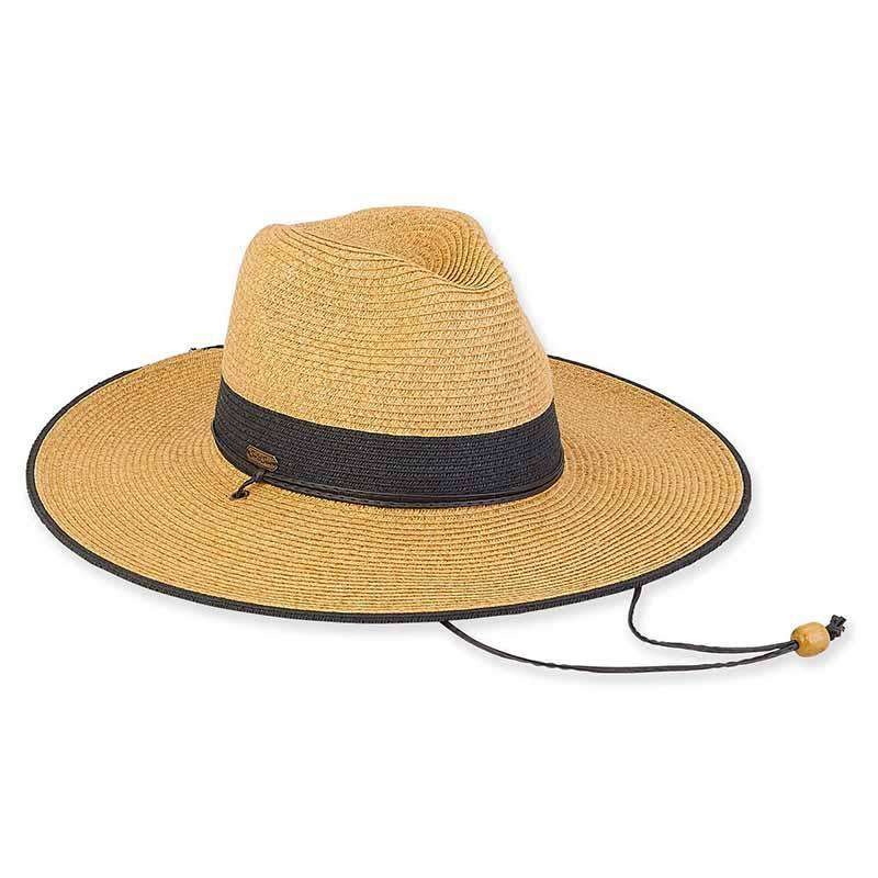 Sera Wide Brim Safari Hat with Chin Cord – Sun ‘N’ Sand Hats Natural / Black Medium (57 cm)