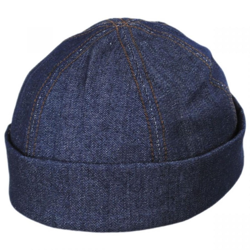 Six Panel Denim Cotton Beanie Hat DENIM M