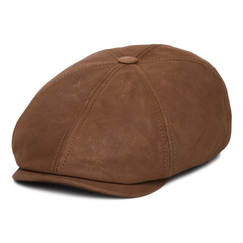 Stetson Hats Nubuck Leather Newsboy Cap – Cognac S