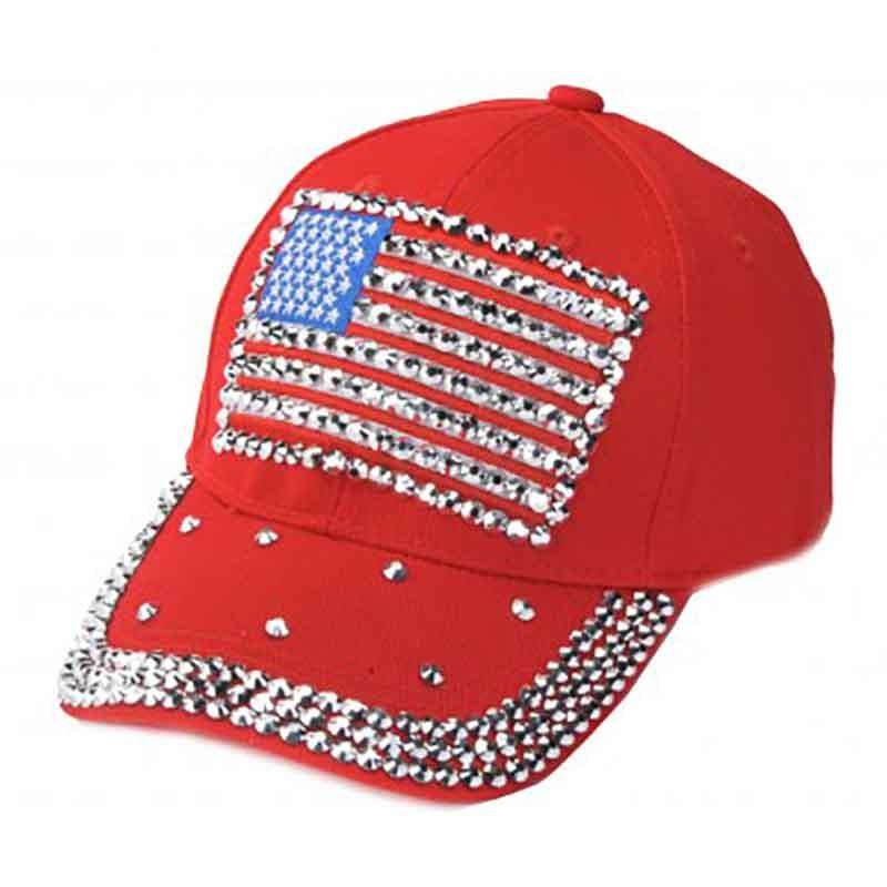 Studded Bill USA Baseball Cap – Red, White and Blue Collection Red