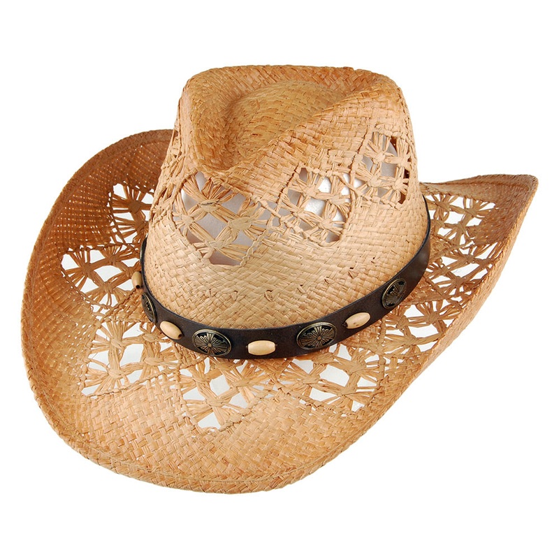sur la tte Womens Annie Oakley Raffia Straw Cowboy Hat – Natural 1-Size
