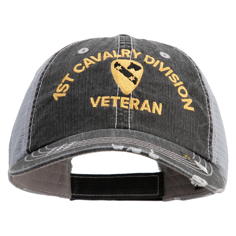 U.S. Army 1st Cavalry Division Embroidered Low Profile Special Cotton Mesh Cap Black One Size