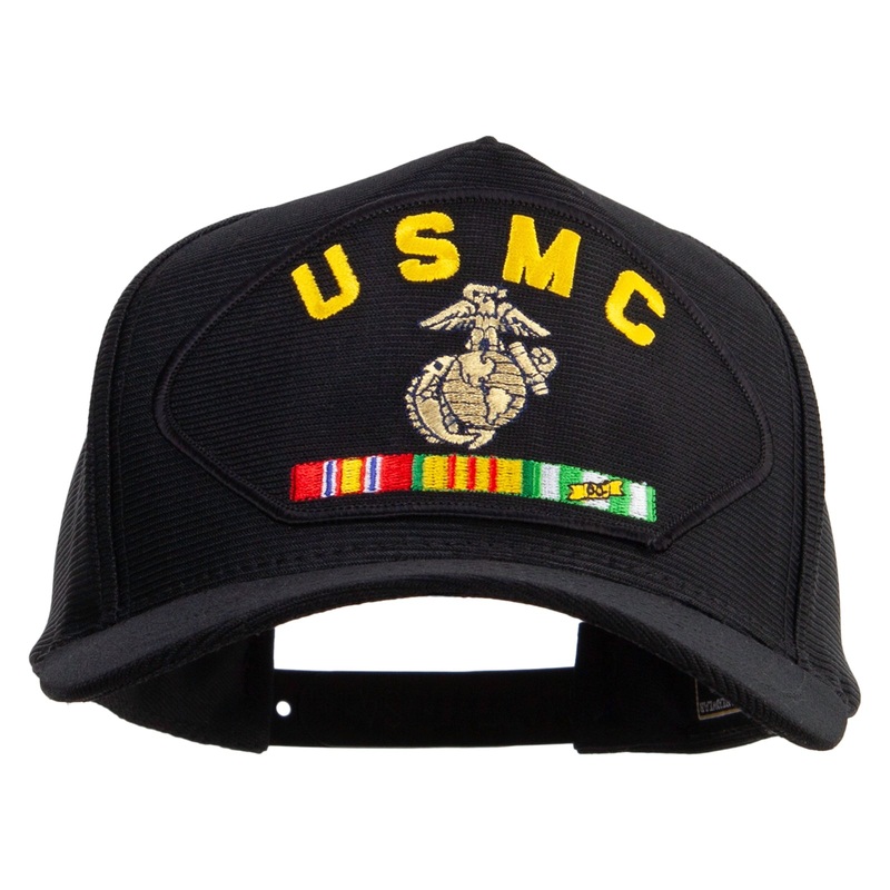 USMC Patched Snapback Hat Made in USA Black One Size