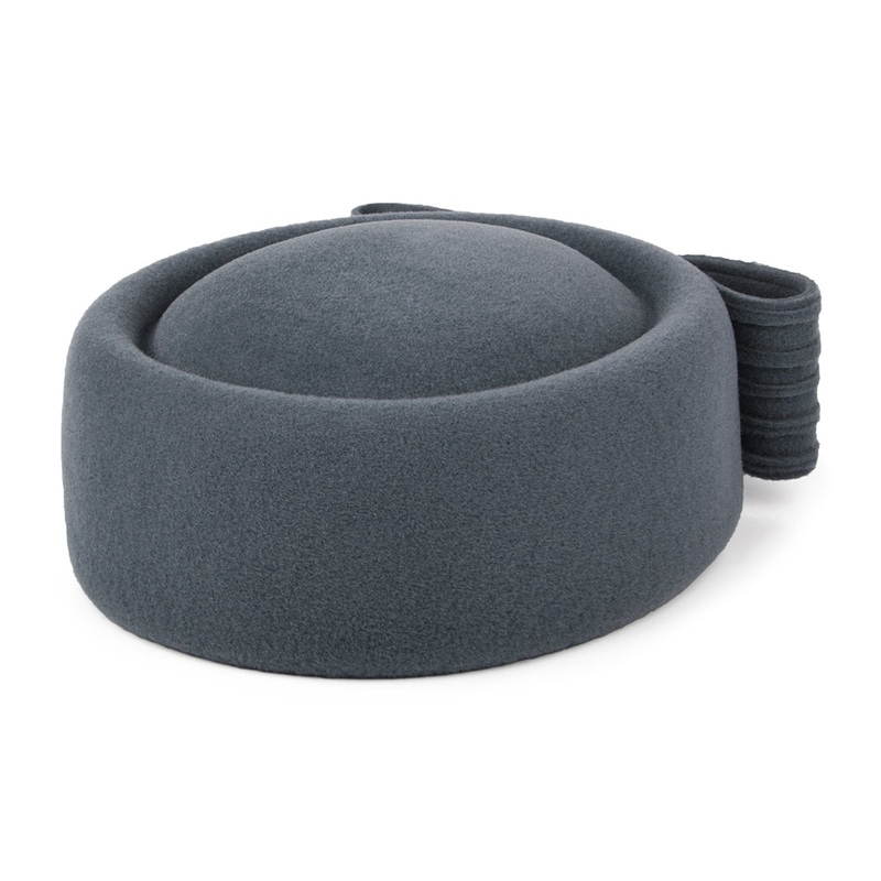 Whiteley Hats Jackie O Loop Bow Wool Pillbox Hat – Charcoal 1-Size