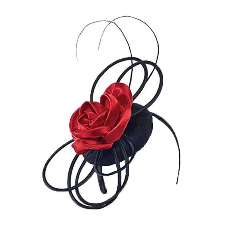 Wool Felt Loopy Fascinator with Satin Flower – Scala Collezione Red