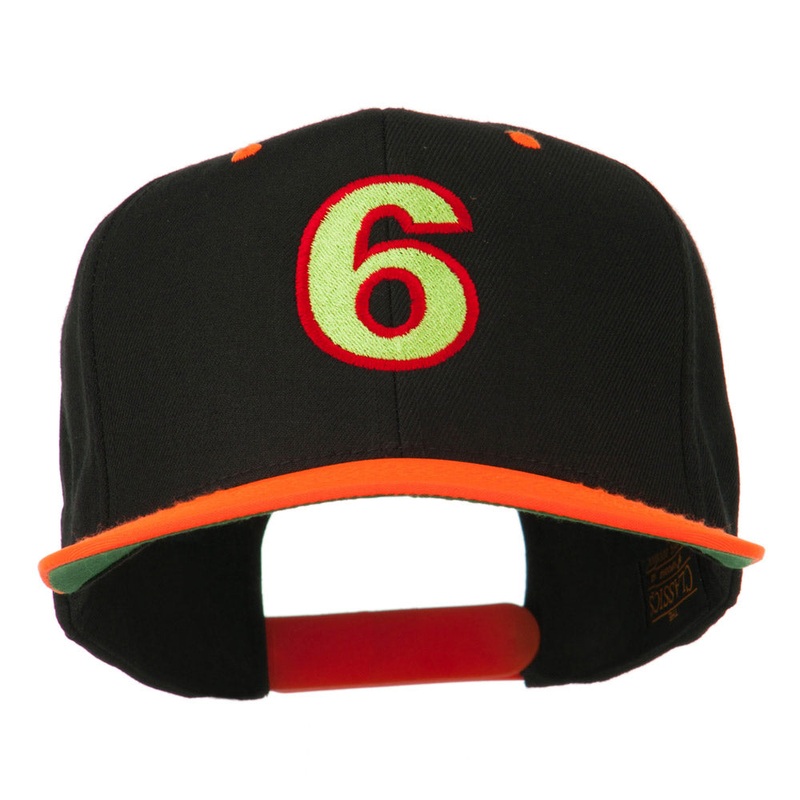Arial Number 6 Embroidered Classic Two Tone Cap Neon Orange One Size