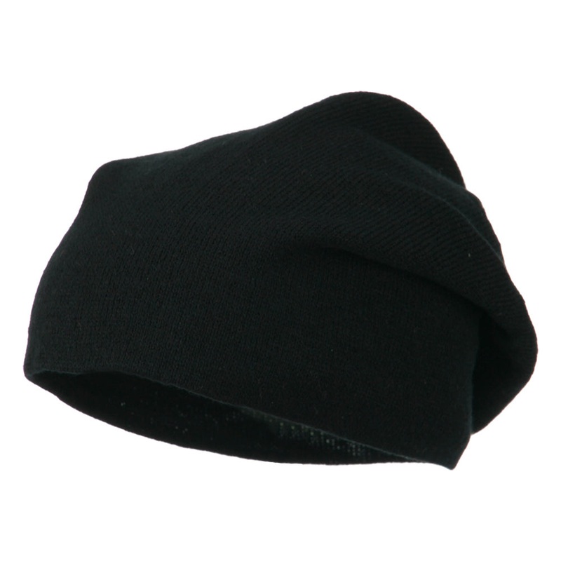 Big Size Knit Slouch Beanie Black XL-3XL