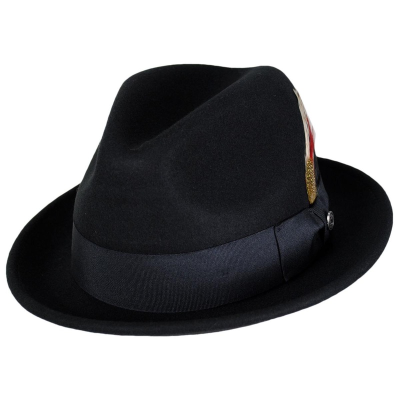 Blues Crushable Wool Felt Trilby Fedora Hat BLACK S