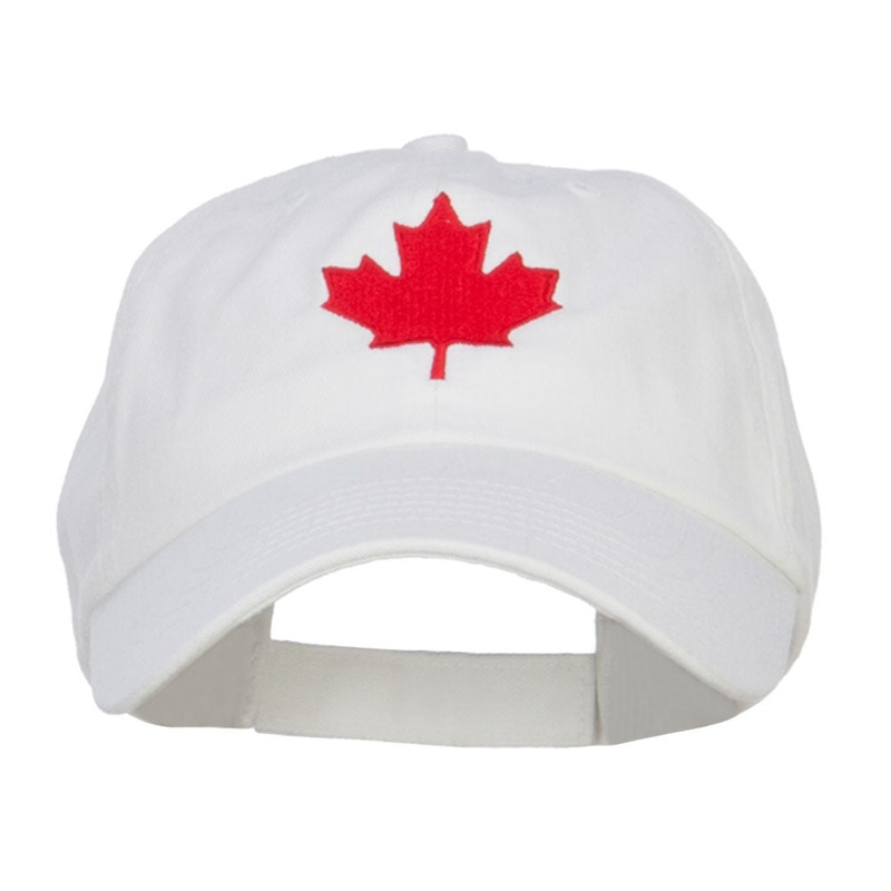 Canada Maple Leaf Embroidered Low Cap White One Size