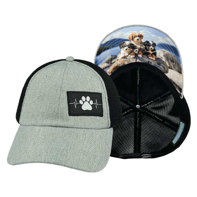 Dog Hat – Dad Hat – Heather Gray / Black – Soft Trucker Mesh