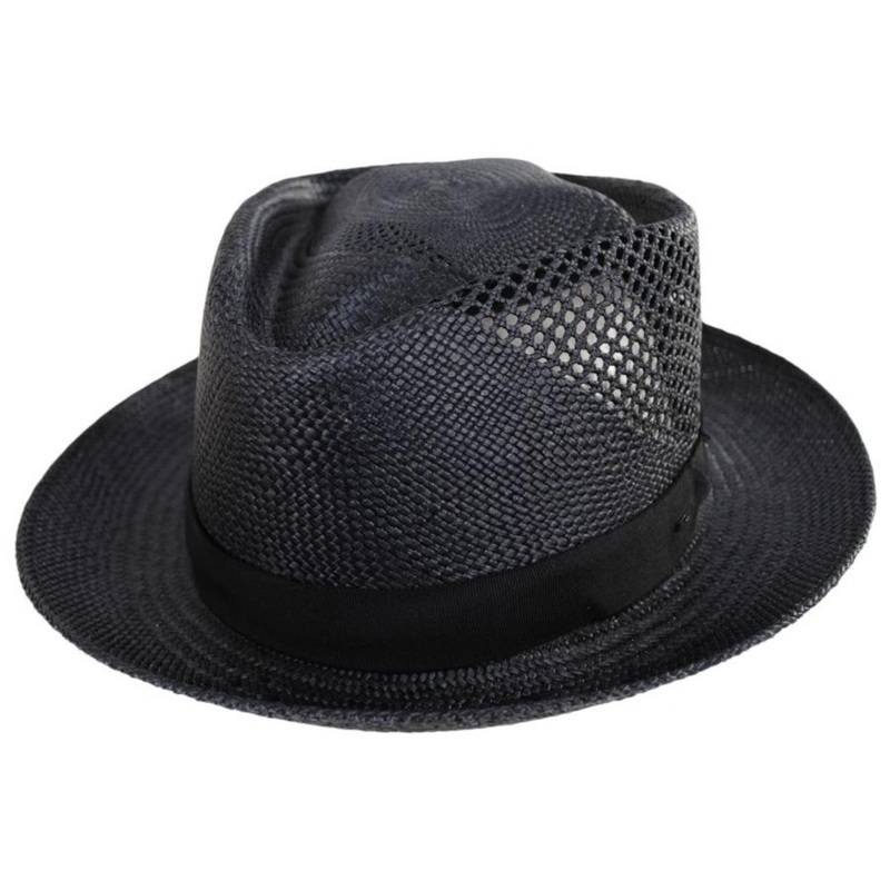 Hurtle Panama Straw Fedora Hat BLACK S
