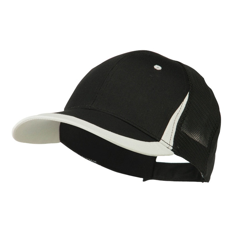 Mesh Cotton Structured Cap Black White One Size