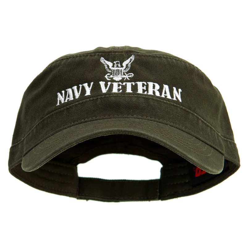Navy Veteran Embroidered Military Cap Olive One Size