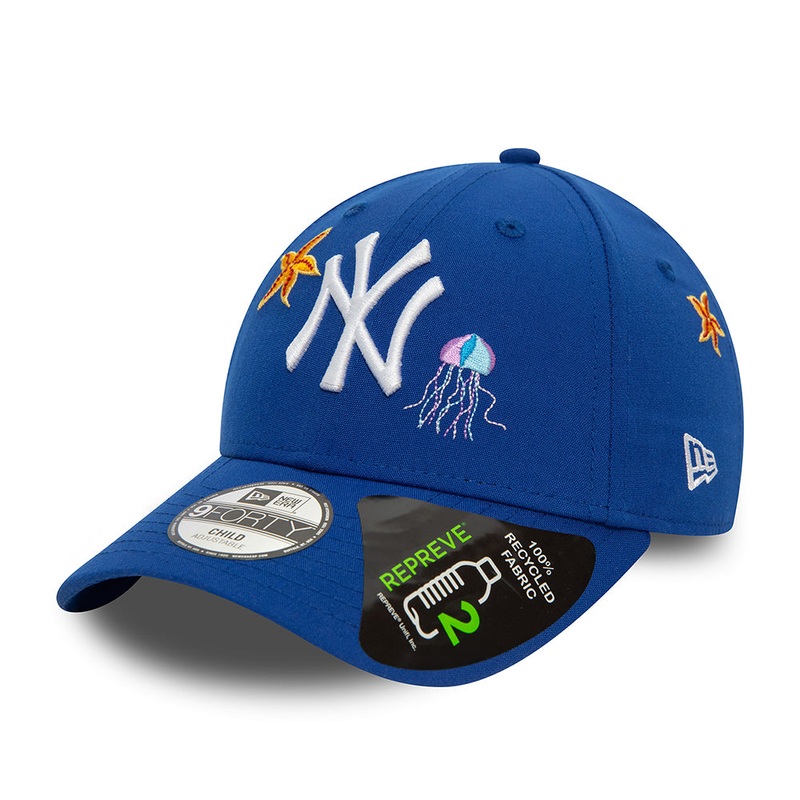 New Era Kids 9FORTY New York Yankees Baseball Cap – MLB Icon Repreve – Blue-White CHILD ADJ.