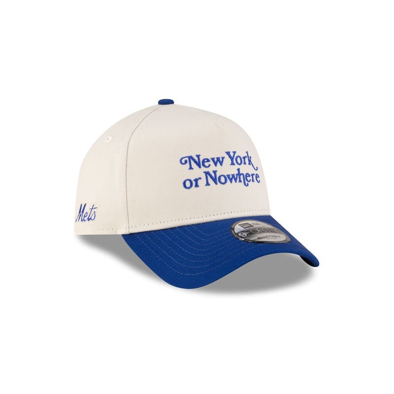 New York or Nowhere x New York Mets Chrome White Wordmark 9FORTY A-Frame Snapback Hat One Size