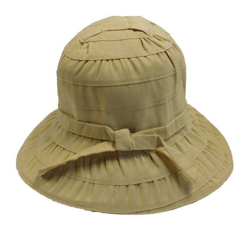 Ribbon Hat with Wire Brim Tan