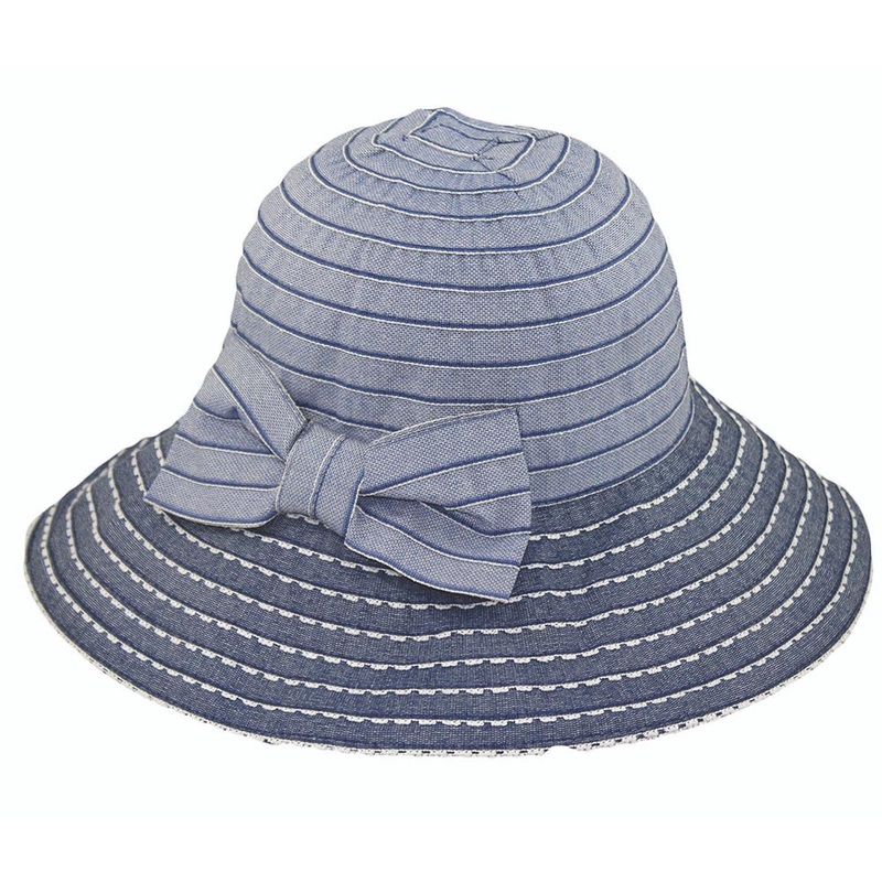 Sun Hat with Stitching Detail – Jeanne Simmons Hats Blue