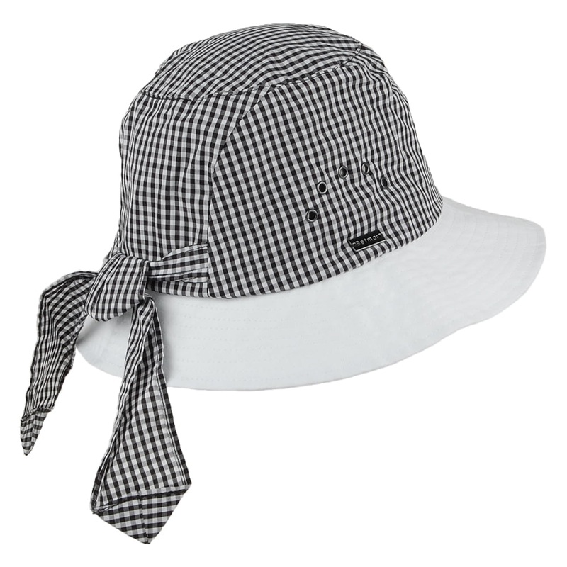 Betmar Hats Gingham Knotted Cloche – Black-White 1-Size