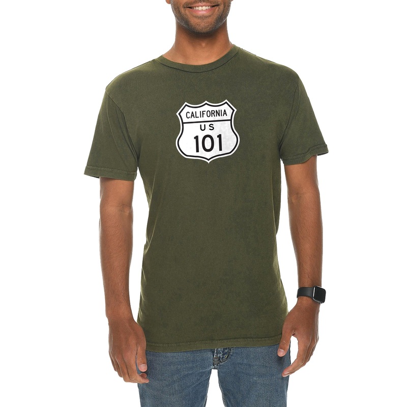 California US 101 Graphic Design Vintage Crewneck Tee Vintage Olive XS
