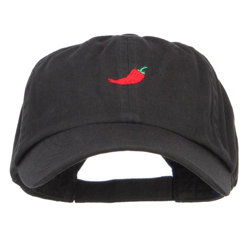 Chili Pepper Embroidered Low Cap Black One Size
