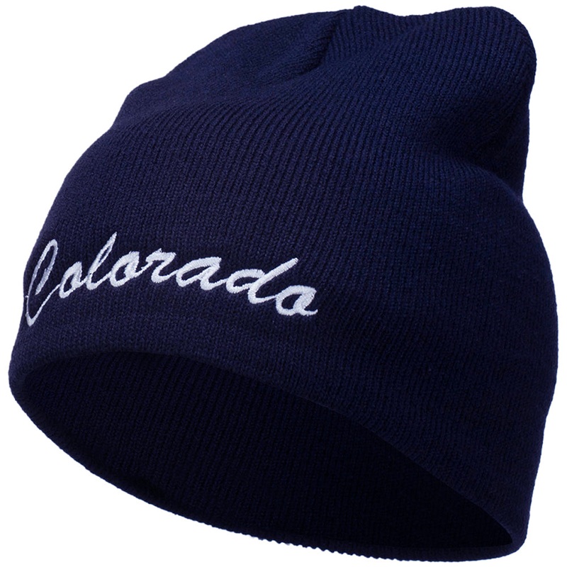 Colorado Embroidered Short Beanie Navy One Size