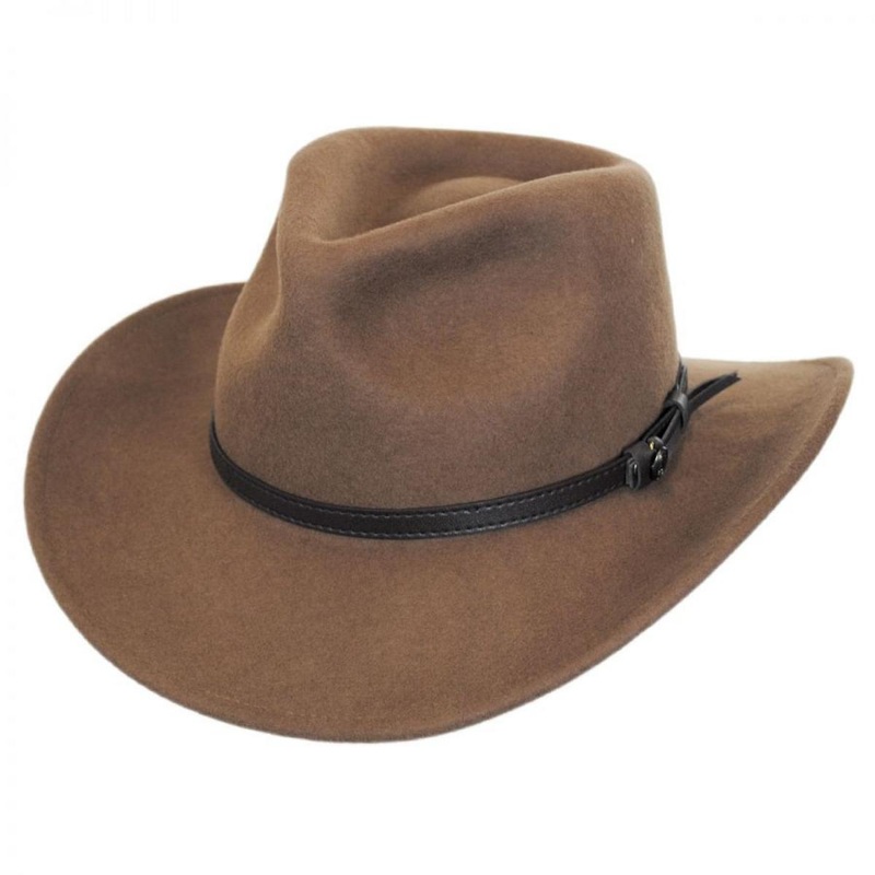 Crushable Wool Felt Outback Hat PECAN S